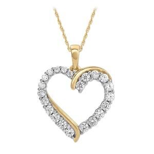 HEART NECKLACE 18K YELLOW GOLD PLATED WITH 21 SIMULATED DIAMONDS PAVÉ SETTING